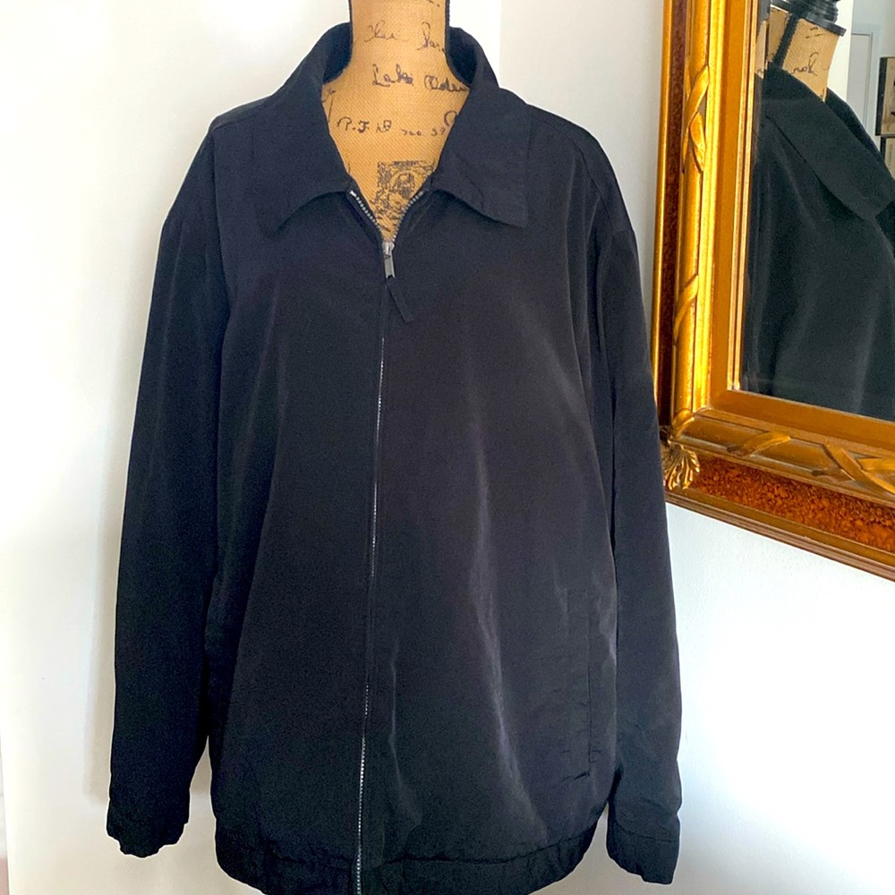 Claiborne Womens 4X Black Coat Midweight Softshell Poly Tech Jacket Zip Up